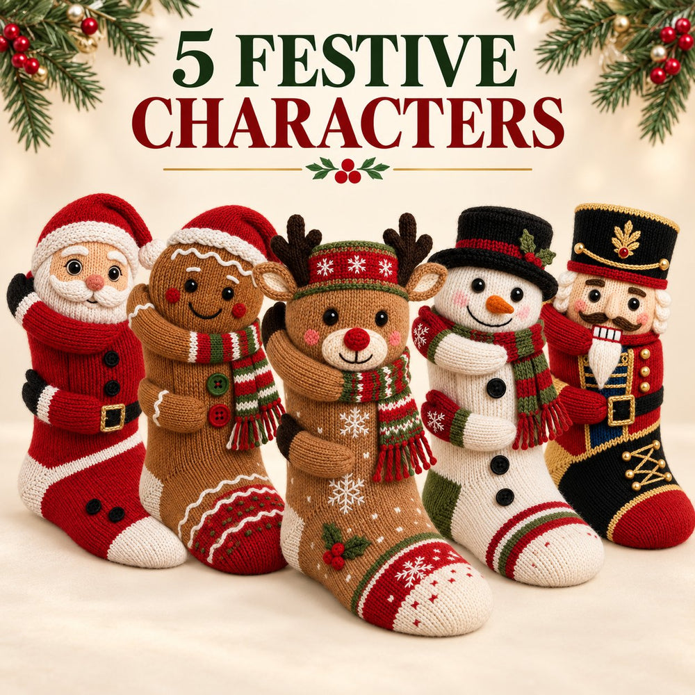 Five Christmas sock designs