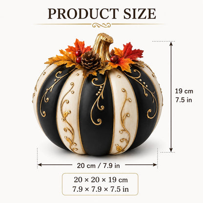 Lighted Black & Ivory Pumpkin Decor with Remote
