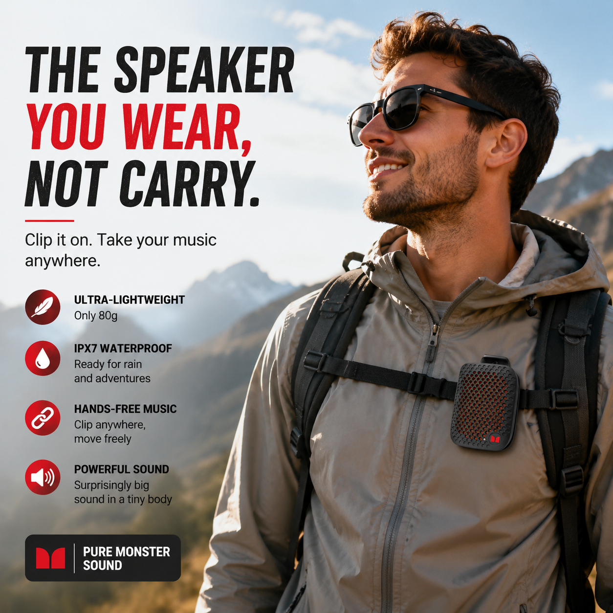 🏃 Outdoor Clip-On Bluetooth Speaker | Waterproof Speaker for Running & Cycling