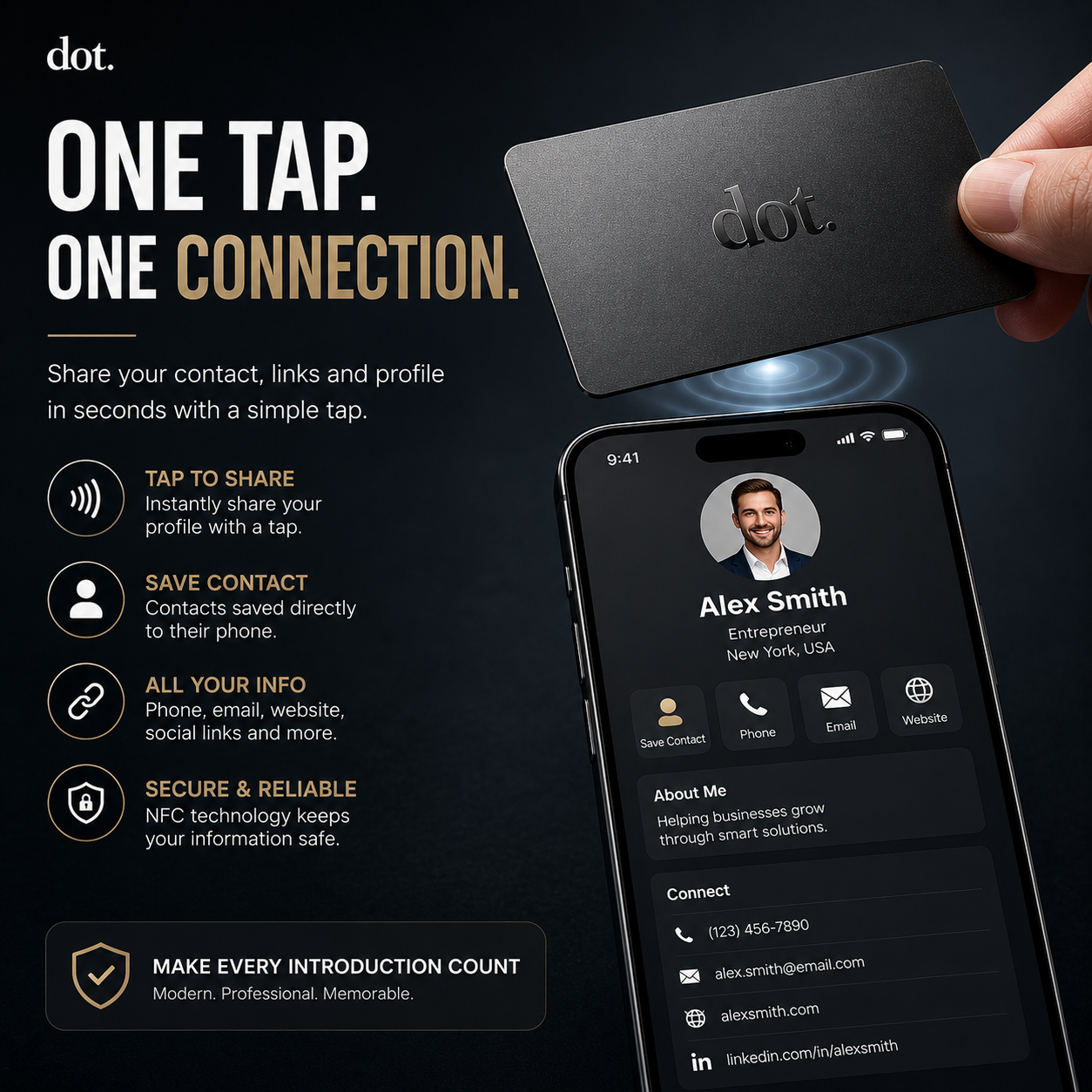 💼 💳 dot.Metal NFC Business Card – Smart Digital Contact Sharing Card
