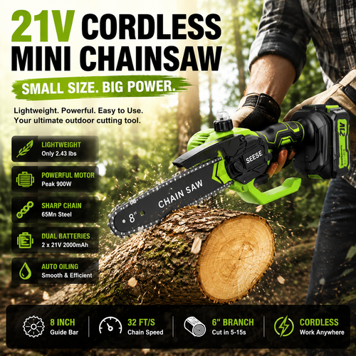 Mini Chainsaw 🔋 8-Inch Portable Electric Chainsaw for Tree Trimming & DIY  URL Handle