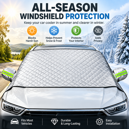 🚗 🚗 All-Season Magnetic Windshield Cover for Sun, Snow & Frost, Fits Cars, SUVs & Trucks