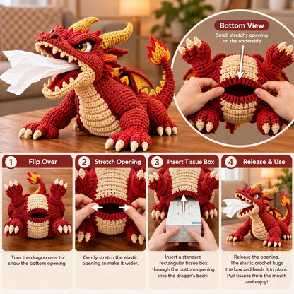 Fantasy Crochet Tissue Box Cover DIY Kit | Pull Tissues From a Dragon’s Mouth or Turtle’s Volcano
