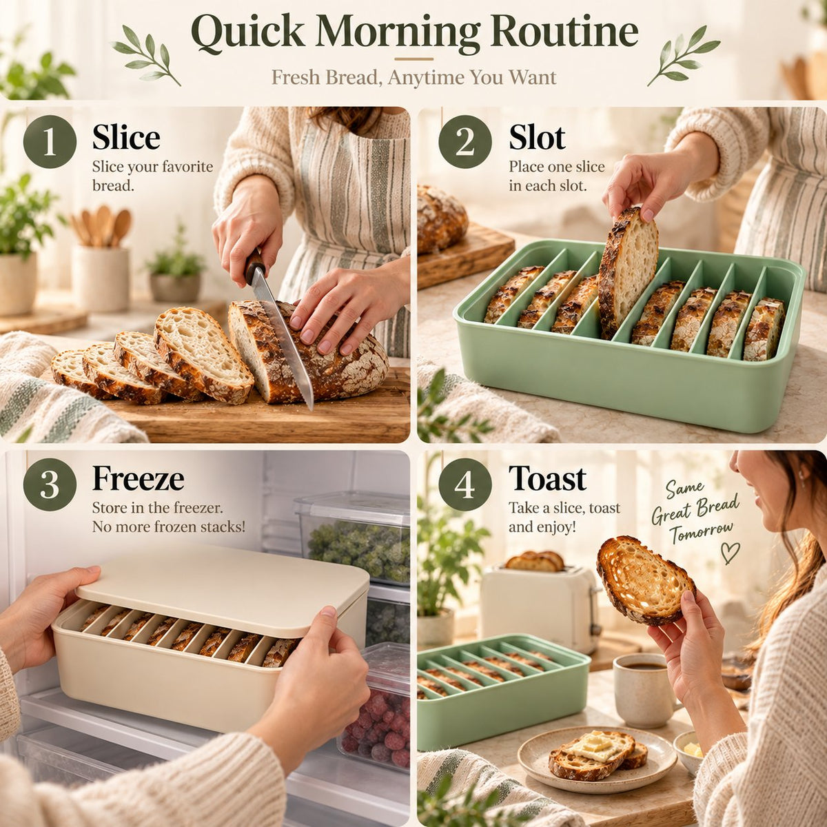 📍🍞 11-Slot Silicone Bread Freezer Box — Keep Sourdough Slices Separate ❄️