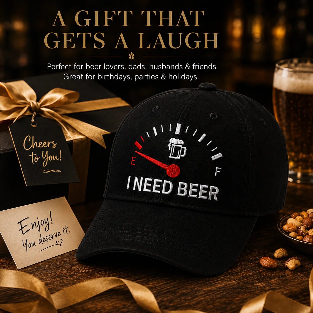🔥LAST DAY 50% OFF - 🍺 I NEED BEER Embroidered Baseball Cap – Unisex Memorial Hat🧢