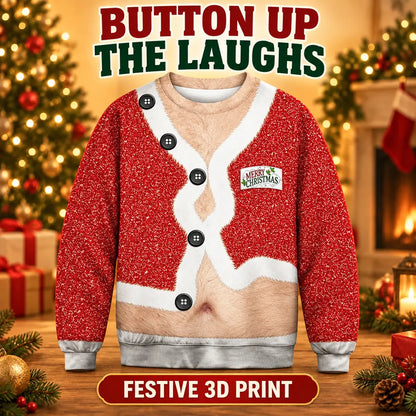 Humorous 3D-Illusion Ugly Christmas Sweatshirt