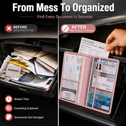 🚗 Car Registration & Insurance Document Holder | Premium PU Leather Organizer