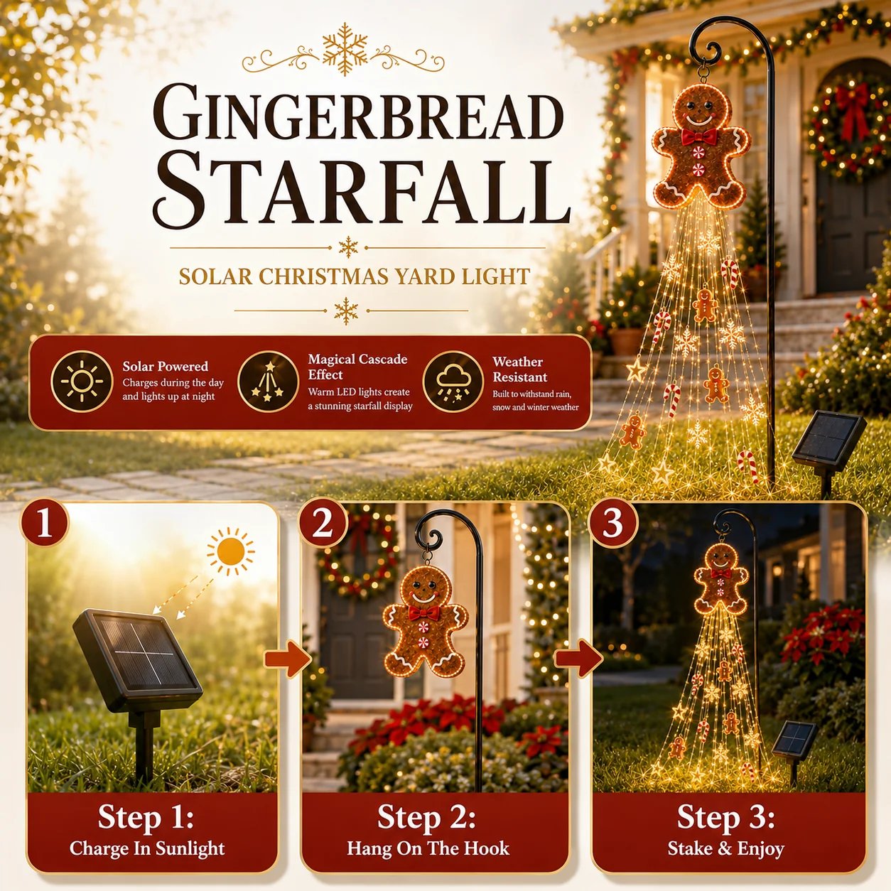 🎄 Gingerbread Magic Solar Holiday Yard Light