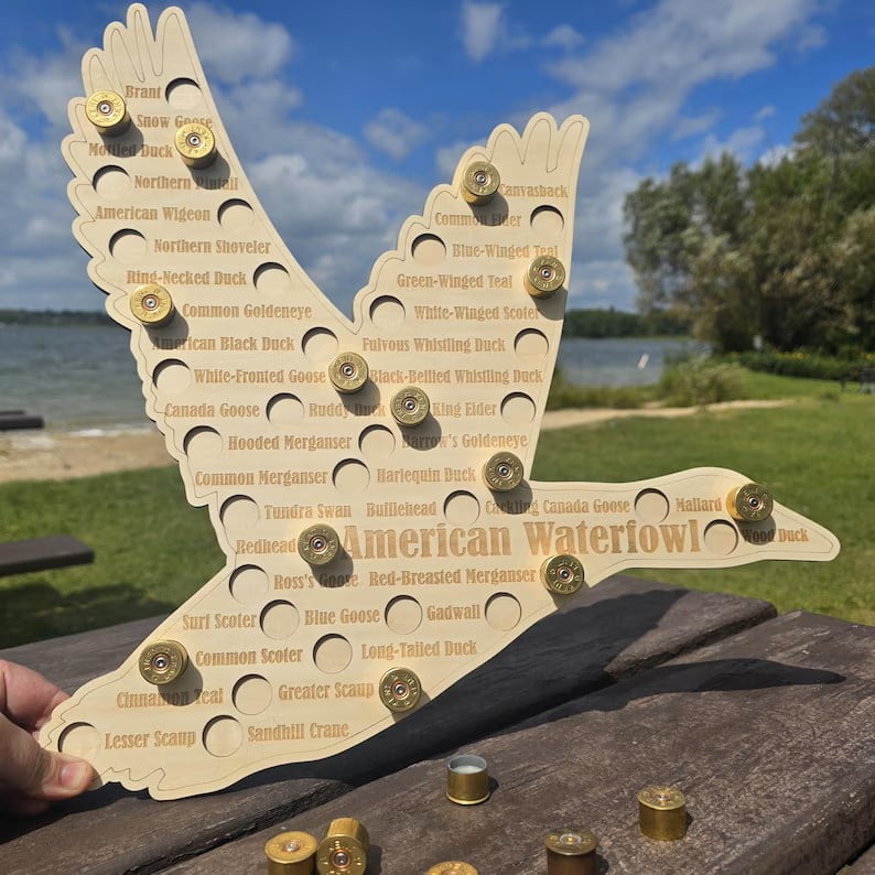 American Waterfowl Challenge Wooden Map  🎯 🦆Engraved 41 Species Duck Hunting Wall Decor & Harvest Tracker