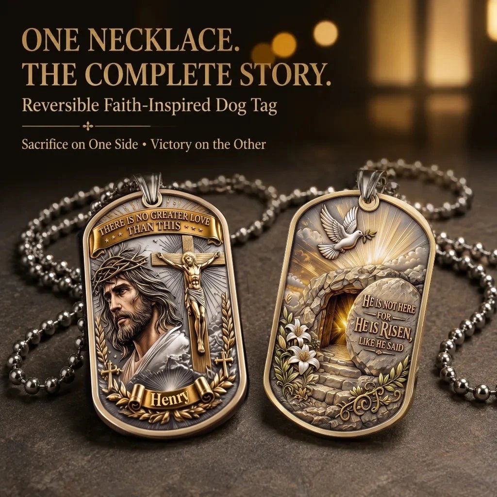 Personalized Reversible Faith Dog Tag Necklace – Wear the Complete Story of Sacrifice & Victory