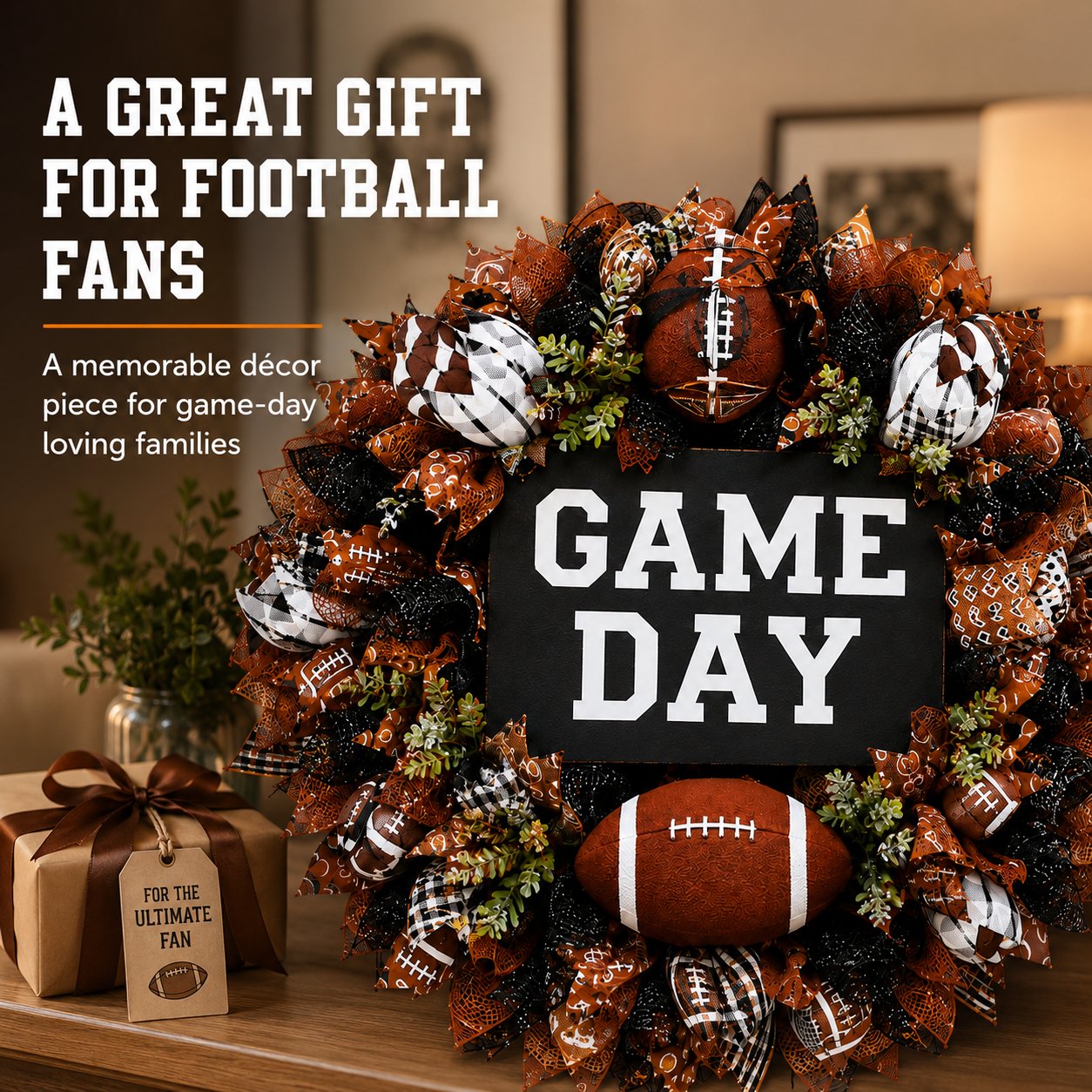 🏈 Handmade Style Football Wreath – Add Game Day Energy To Your Home