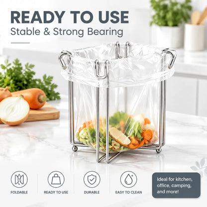 Easy to Disposal, Just Hook the Trash Bag, Foldable 304 Stainless Steel Trash Bag Holder🗑️ - image 8