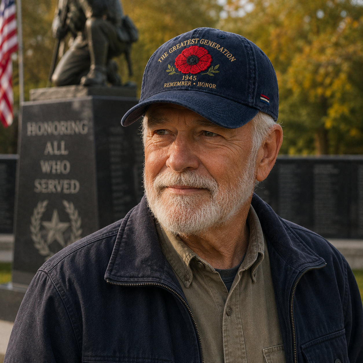 🎁 The Greatest Generation 1945 Memorial Poppy Cap – Remember & Honor