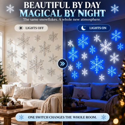 💙 WINTER WONDERLAND FAVORITE | Blue & White LED Snowflake Lights – Christmas Wall Decor for Living Rooms & Bedrooms