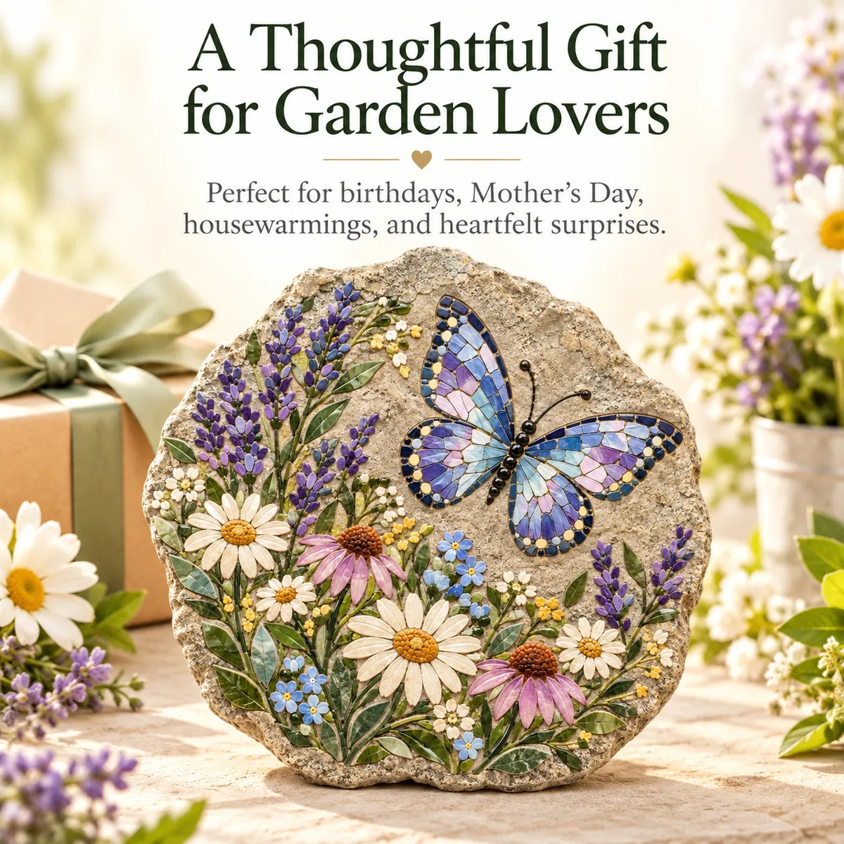 🦋 Butterfly Wildflower Mosaic Stepping Stone DIY Kit