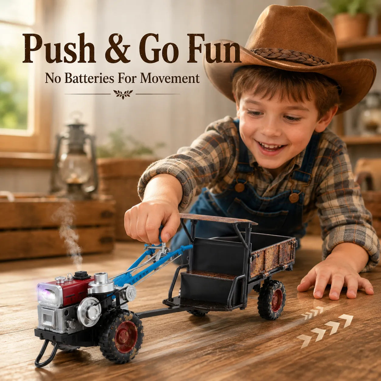 🚜 1:24 Vintage Alloy Tractor Model – Light Sound Spray Function Collectible Toy