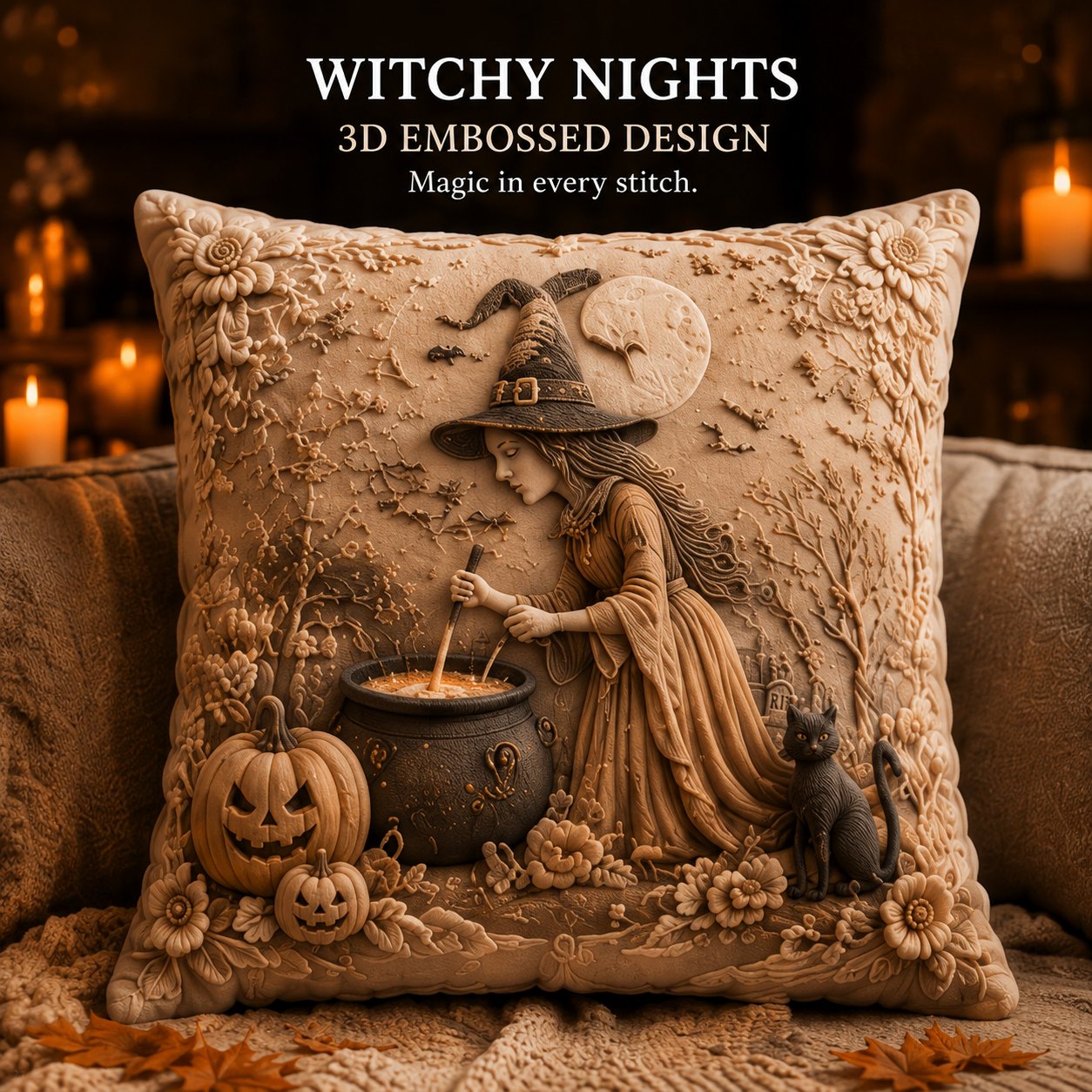 🏆 50K+ SOLD!🎃3D Embossed Halloween Pillow Covers