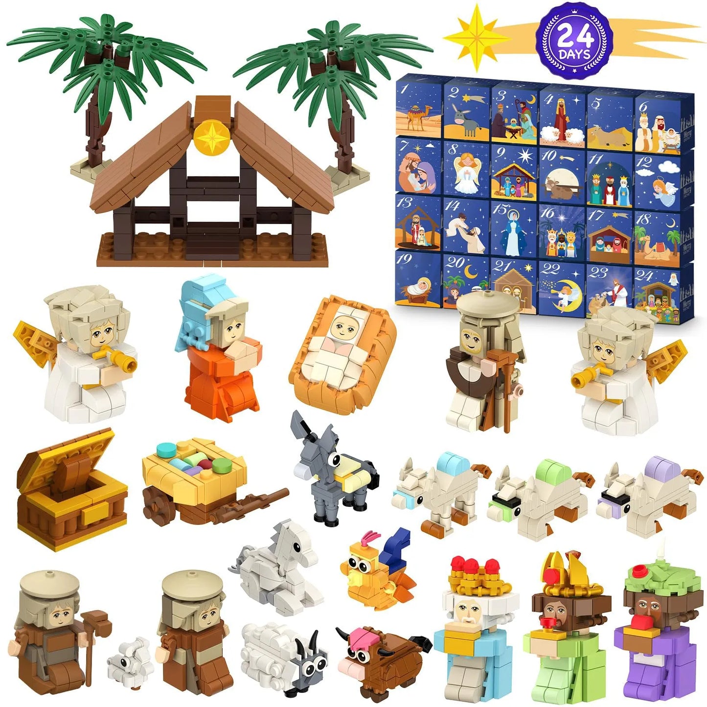 ⏳ Last Day 49% OFF – 🧱 24-Day Christmas Nativity Building Block Advent Calendar | 24 Daily Buildable Characters, Premium ABS Blocks & No-Glue Snap-Fit Assembly 🎄✨