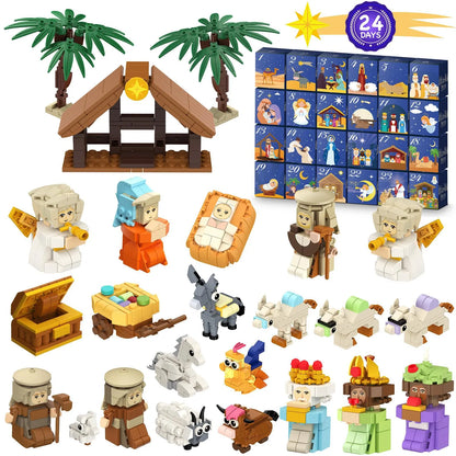 ⏳ Last Day 49% OFF – 🧱 24-Day Christmas Nativity Building Block Advent Calendar | 24 Daily Buildable Characters, Premium ABS Blocks & No-Glue Snap-Fit Assembly 🎄✨