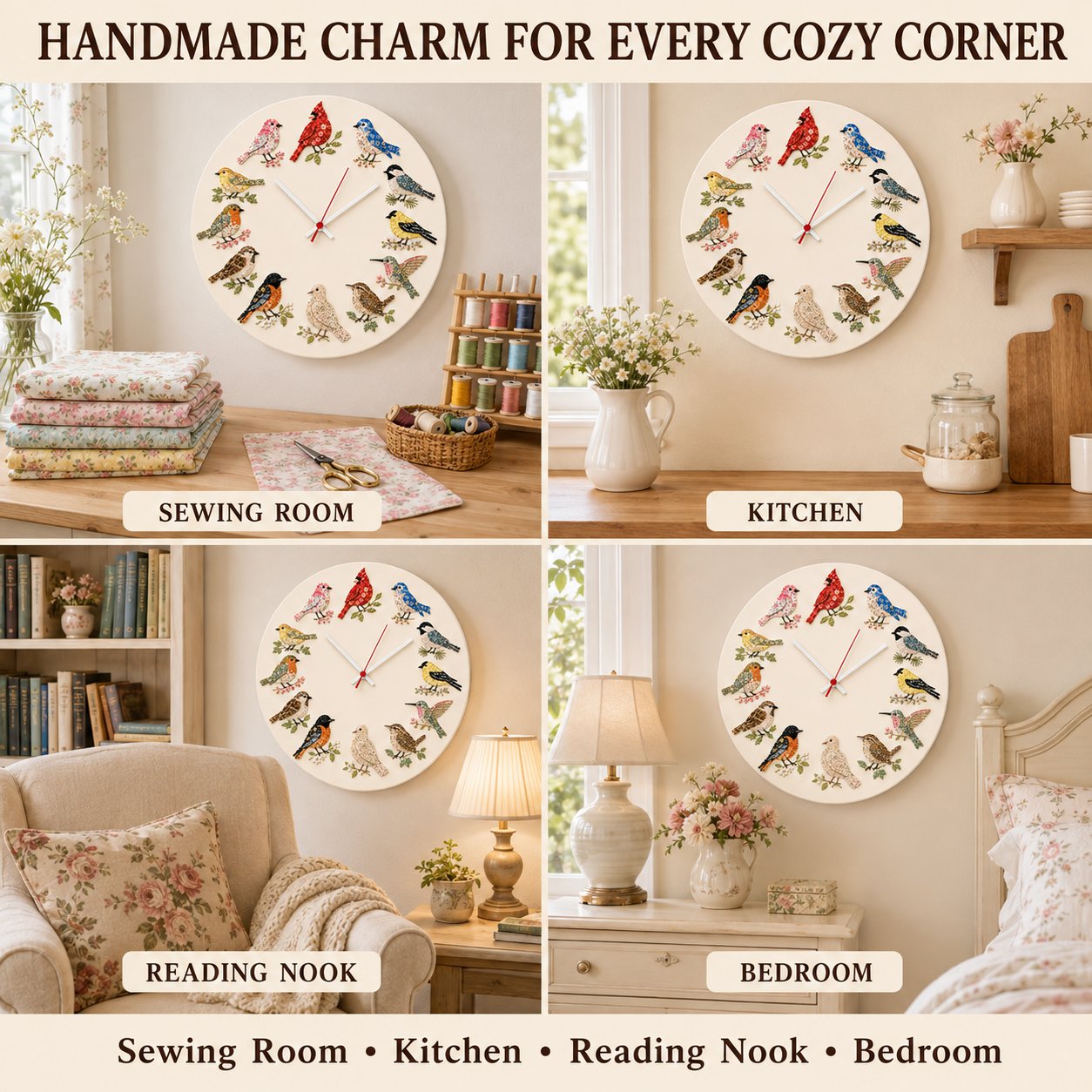 ⏳ Last Day 49% OFF – 🕒 Beginner-Friendly DIY Patchwork Fabric Clock Kit – 12-Themed Appliqué Wall Clock | Complete Kit with Coordinated Fabrics, Clock Mechanism & Step-by-Step Guide Included 💕