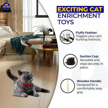 LAST DAY PROMOTION SALE 49% OFF💖Cat Toy Wand Auto Interactive Toys for Indoor Cat 8 in 1 Hands-Free Natural Bird Feather Ball Toys