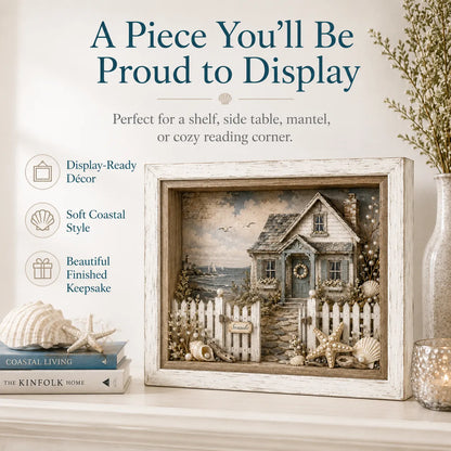 🐚Vintage Seaside Cottage Pearl Diamond Shadow Box DIY Kit