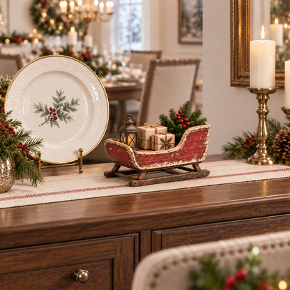 Vintage Christmas Eve Sleigh Figurine – 9.8 in Tabletop Décor