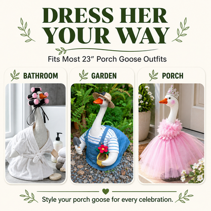 Hand-Painted Porch Goose Statue – 19” Tall, Indoor & Outdoor