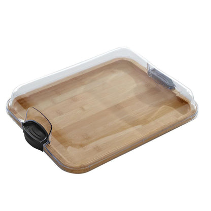 🧀 Bamboo Serving & Cutting Board with Locking Lid