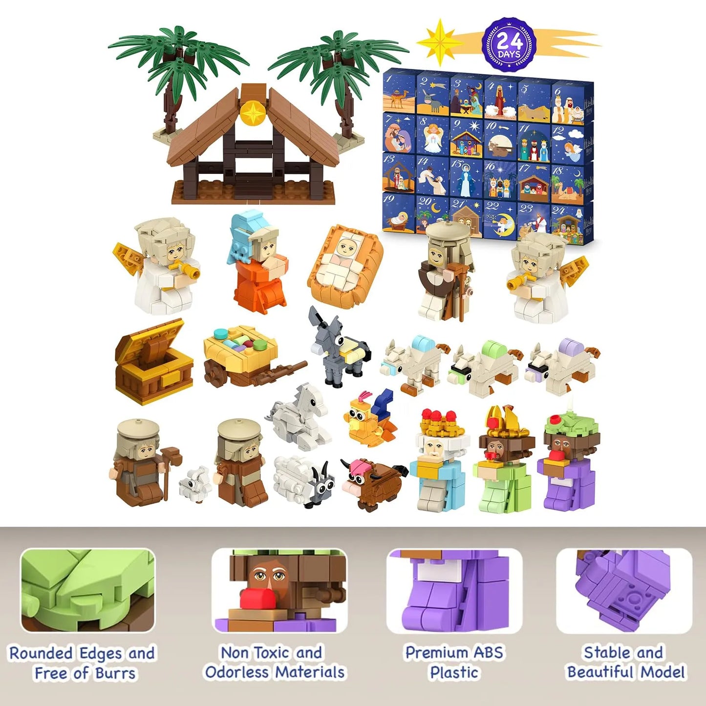 ⏳ Last Day 49% OFF – 🧱 24-Day Christmas Nativity Building Block Advent Calendar | 24 Daily Buildable Characters, Premium ABS Blocks & No-Glue Snap-Fit Assembly 🎄✨