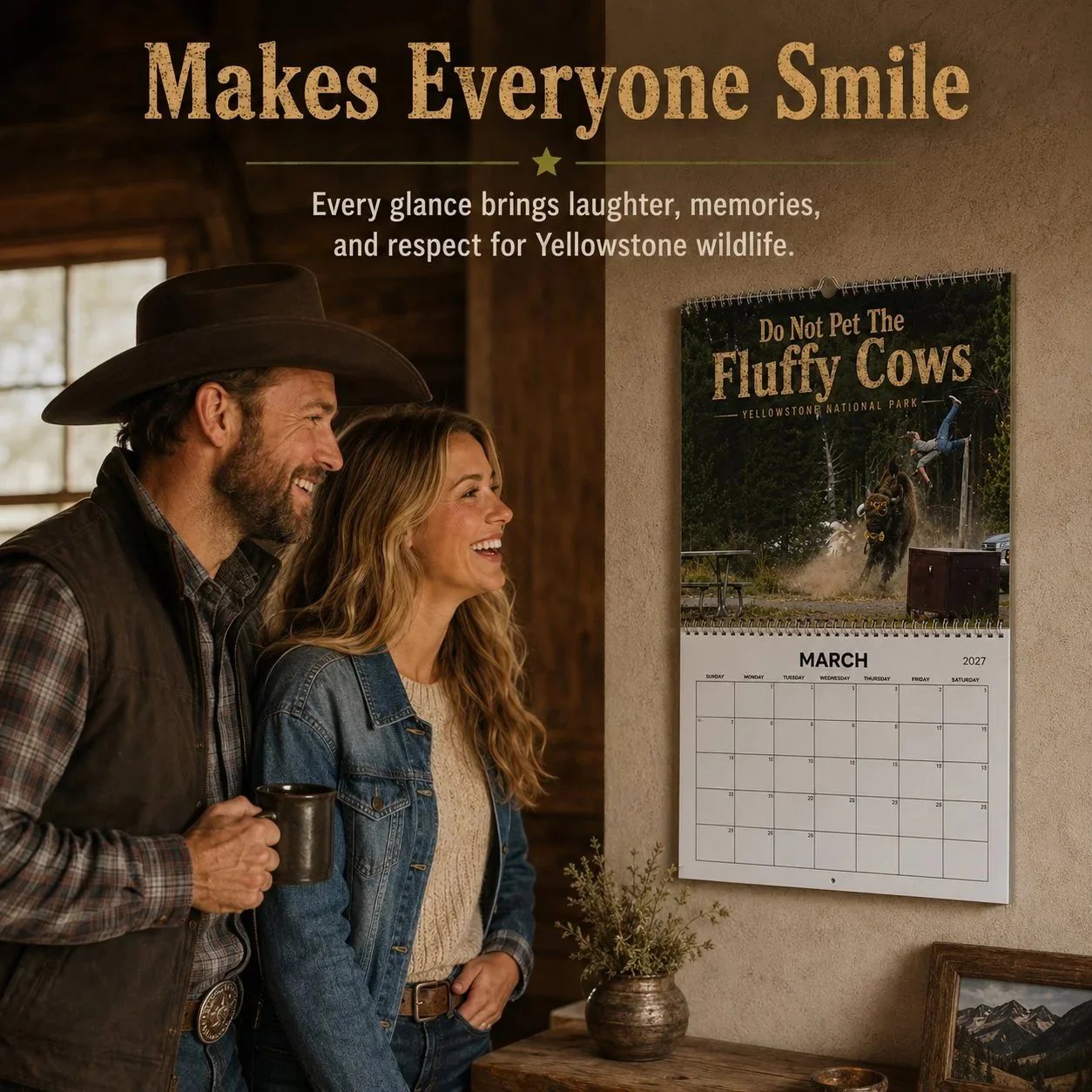 "Do Not Pet The Fluffy Cows" 🏞️ Bison Yellowstone National Park 2027 Wall Calendar