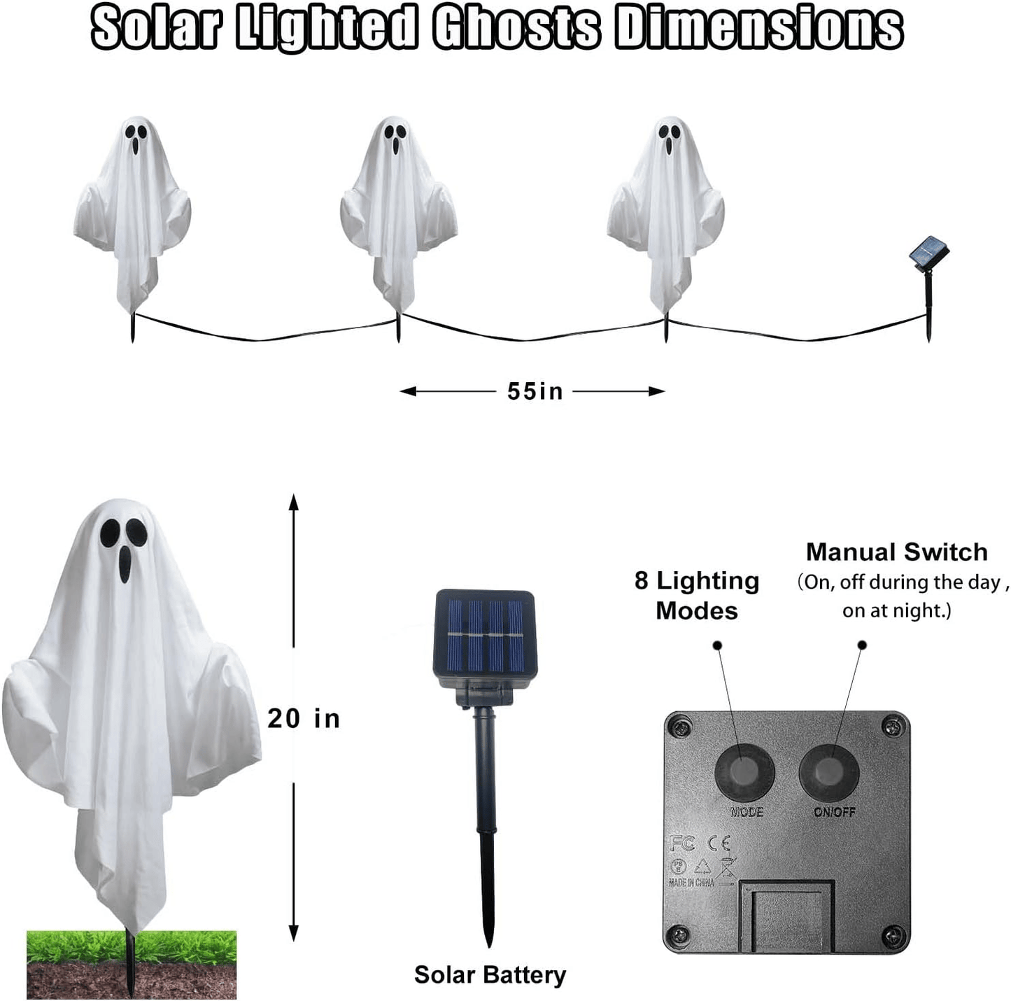 Solar-Powered Floating Ghost Pathway Lights