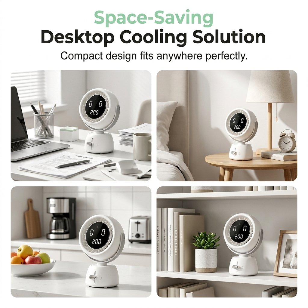 AI Face-Tracking Desktop Fan – Energy-Efficient Cooling