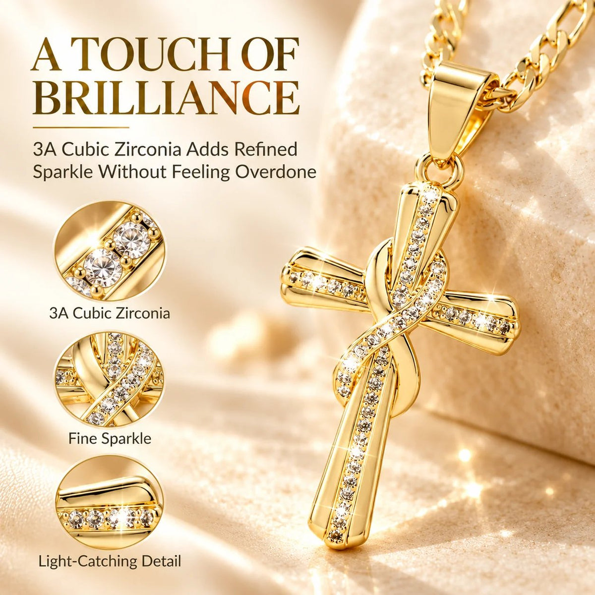 ✝️ 14K Gold-Plated Cross Pendant Necklace – CZ Faith Jewelry