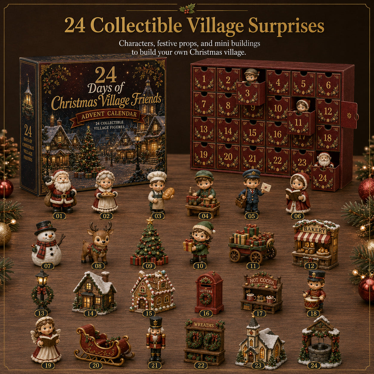 🎄 Christmas Village Friends Advent Calendar | 24-Day Collectible Village Set