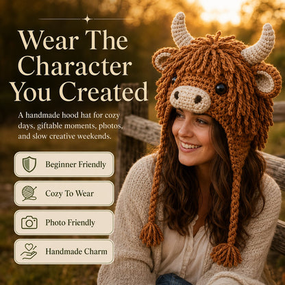 🔥 LAST DAY 49% OFF – 🐾✨ Animal Hood Hat DIY Crochet Kit | Premium Soft Yarn Materials with Step-by-Step Guide DIY Handmade Wearable Animal Character Hood 🧶🎭✨