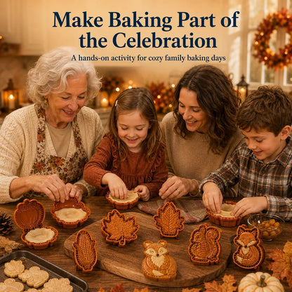 ⏳ Last Day 49% OFF – 🍂 8-Design Fall Mini Pie Mold Collection | Reusable Embossed Molds for Shaping Detailed Owl, Fox, Turkey, Pumpkin, Acorn & More 🥧✨