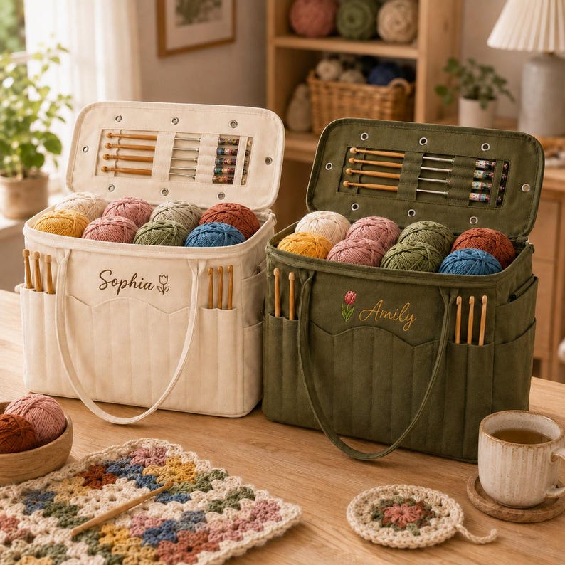 Personalized Crochet & Knitting Bag – Perfect Gift for Crafters