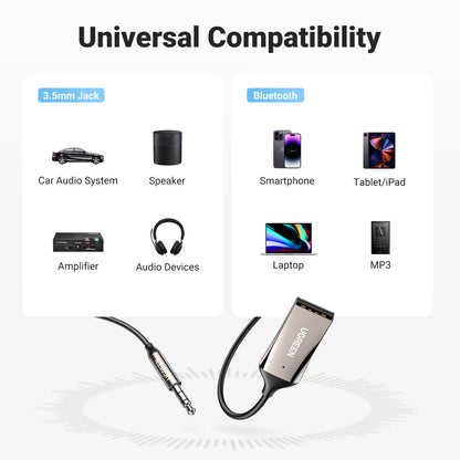 UGREEN Bluetooth 6.0 Adapter for Car - Hands-Free AUX Receiver