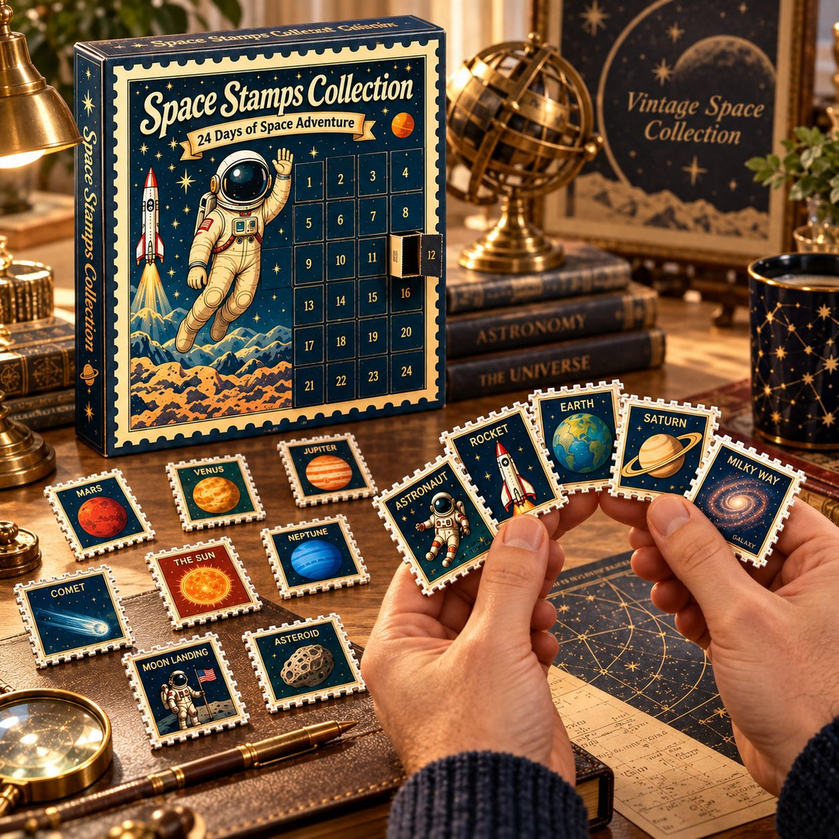 Cosmic Galaxy Advent Calendar – 24 Acrylic Space Stamp Ornaments