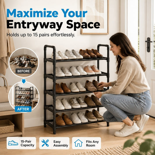 👟Multi-layer Shoe Storage Shelf | Sturdy· Stackable· Space-Saving