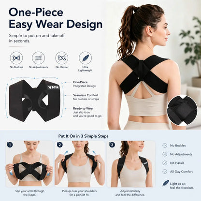 Adjustable Posture Corrector – Comfortable Back Support Brace for Men & Women (XS–XXL)