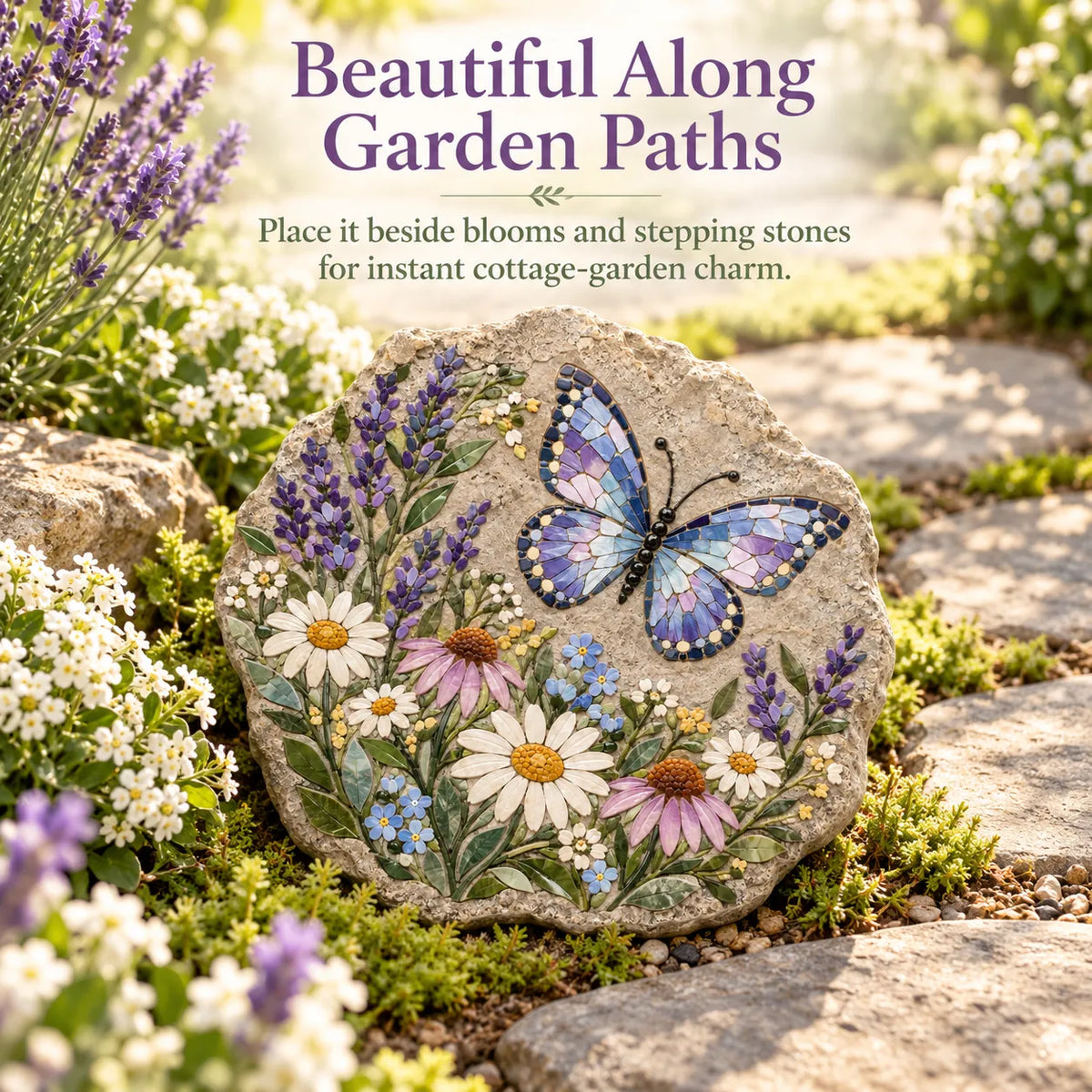 🦋 Butterfly Wildflower Mosaic Stepping Stone DIY Kit