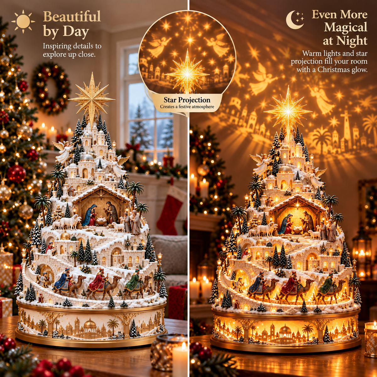 🎄 Lighted Nativity Christmas Village – A Meaningful Bethlehem Centerpiece