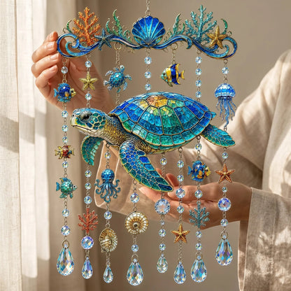 🌊Ocean-Themed Crystal Wind Chime – ✨Bring the Ocean Glow to Your Garden