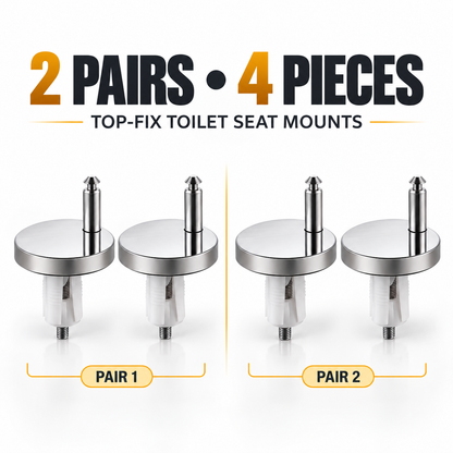Top-Fix Toilet Seat Hinge Replacement Kit – 2-Pair Anti-Wobble Set