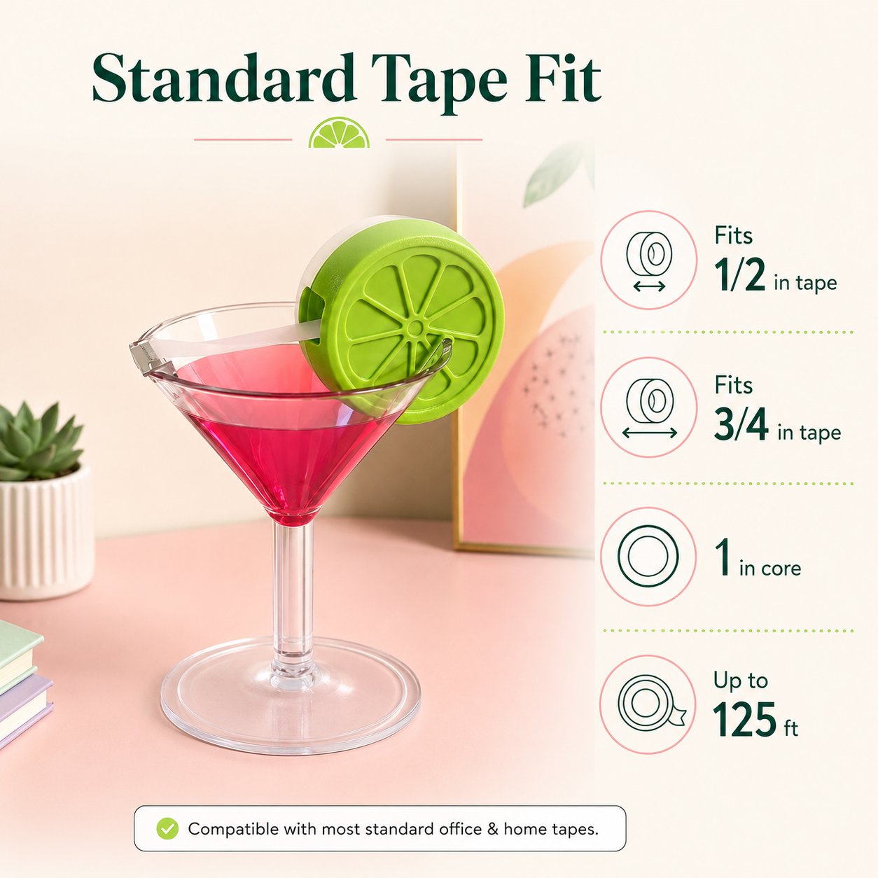 COCKTAIL GLASS TAPE DISPENSER