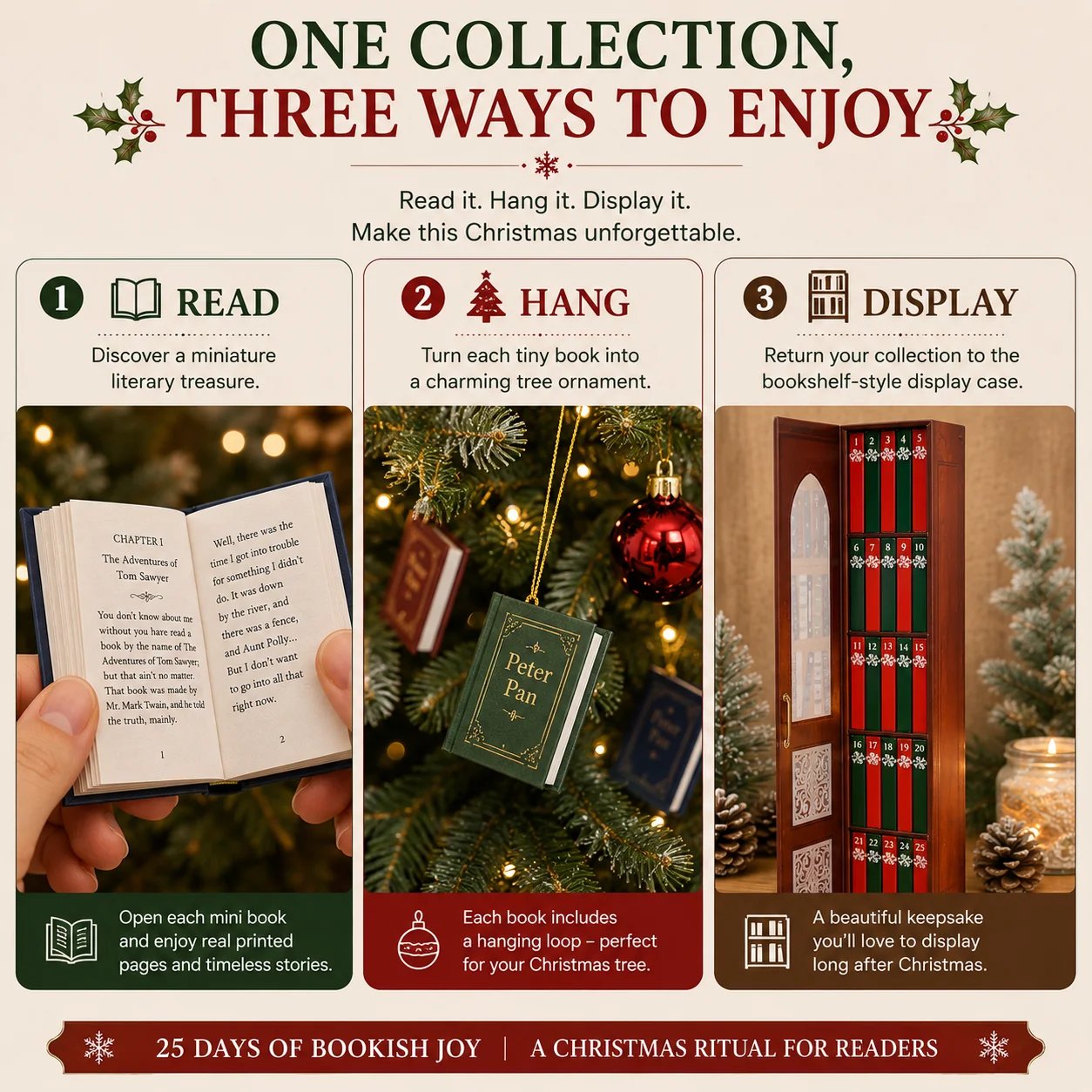 📚 25-Day Mini Book Advent Calendar – 🎁❤️ A Book Lover's Christmas Countdown (📦Buy 2 Free Shipping)