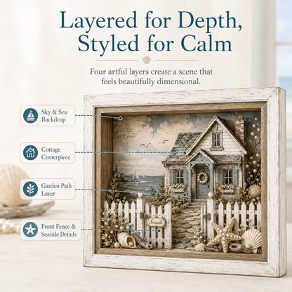 🐚Vintage Seaside Cottage Pearl Diamond Shadow Box DIY Kit