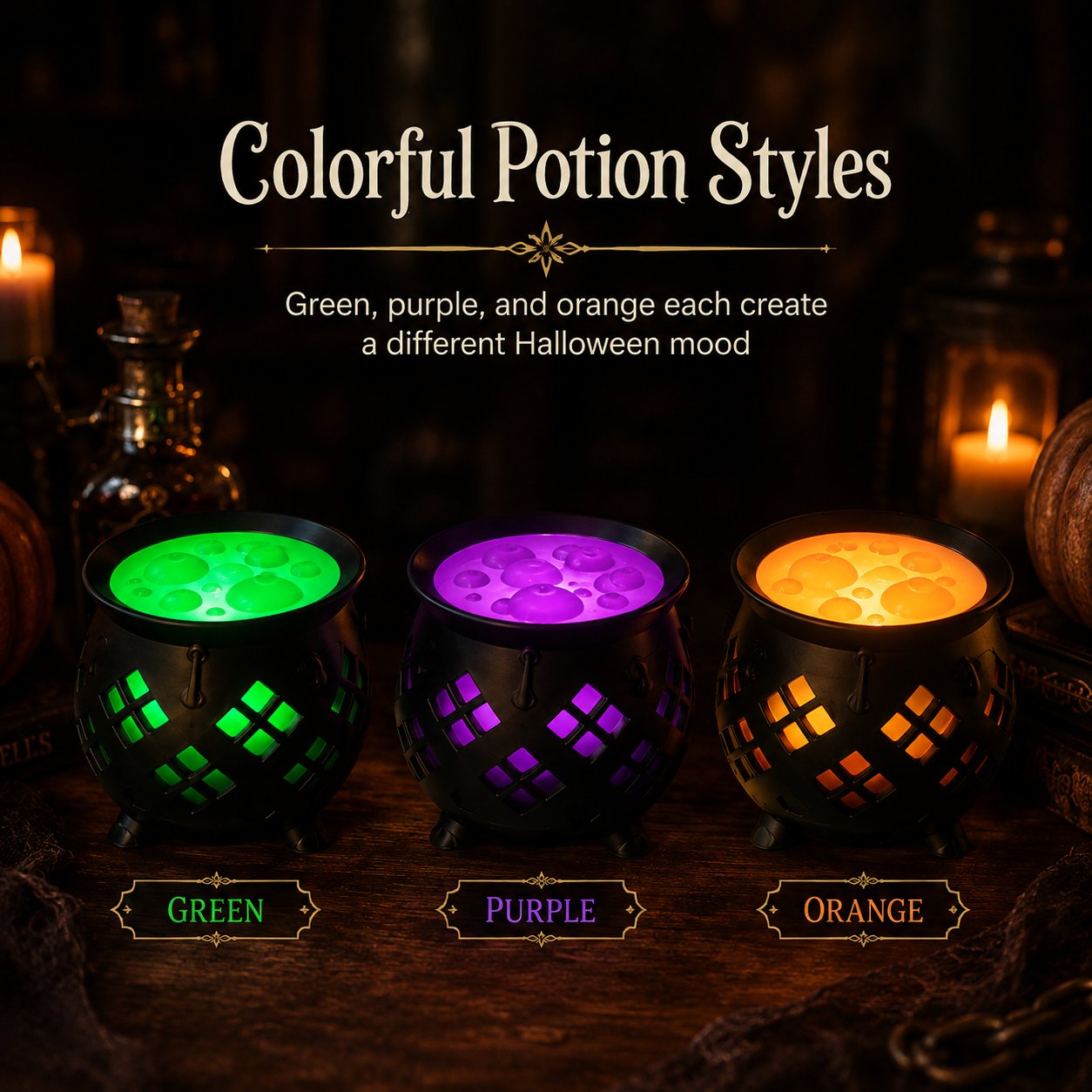 ⏳ Last Day 49% OFF – 🧙‍♀️ Glowing Witch’s Brew Cauldron Halloween Decor | Translucent Bubbling Potion Top with Flameless LED Tea Light Glow Effect ✨